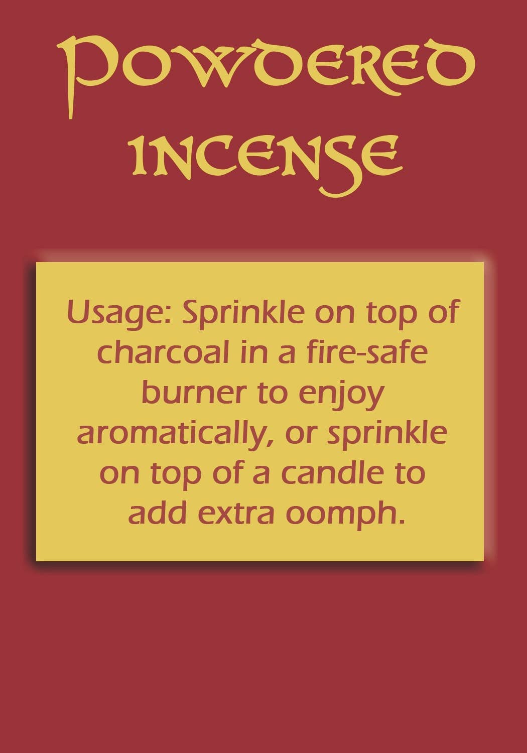 Wiccan Powdered Incense - enhance intention, spells & magic