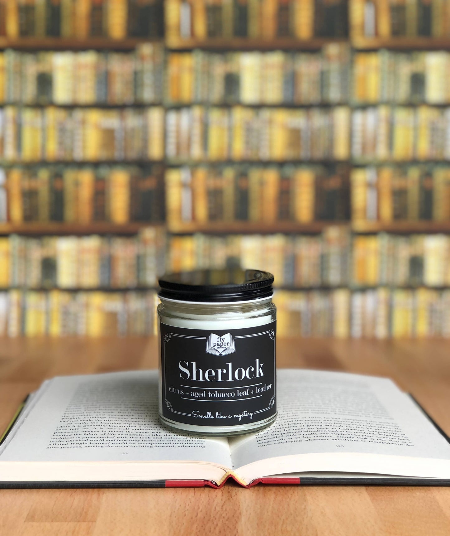 Sherlock 9oz Glass Candle Citrus + Tobacco Leaf + Leather