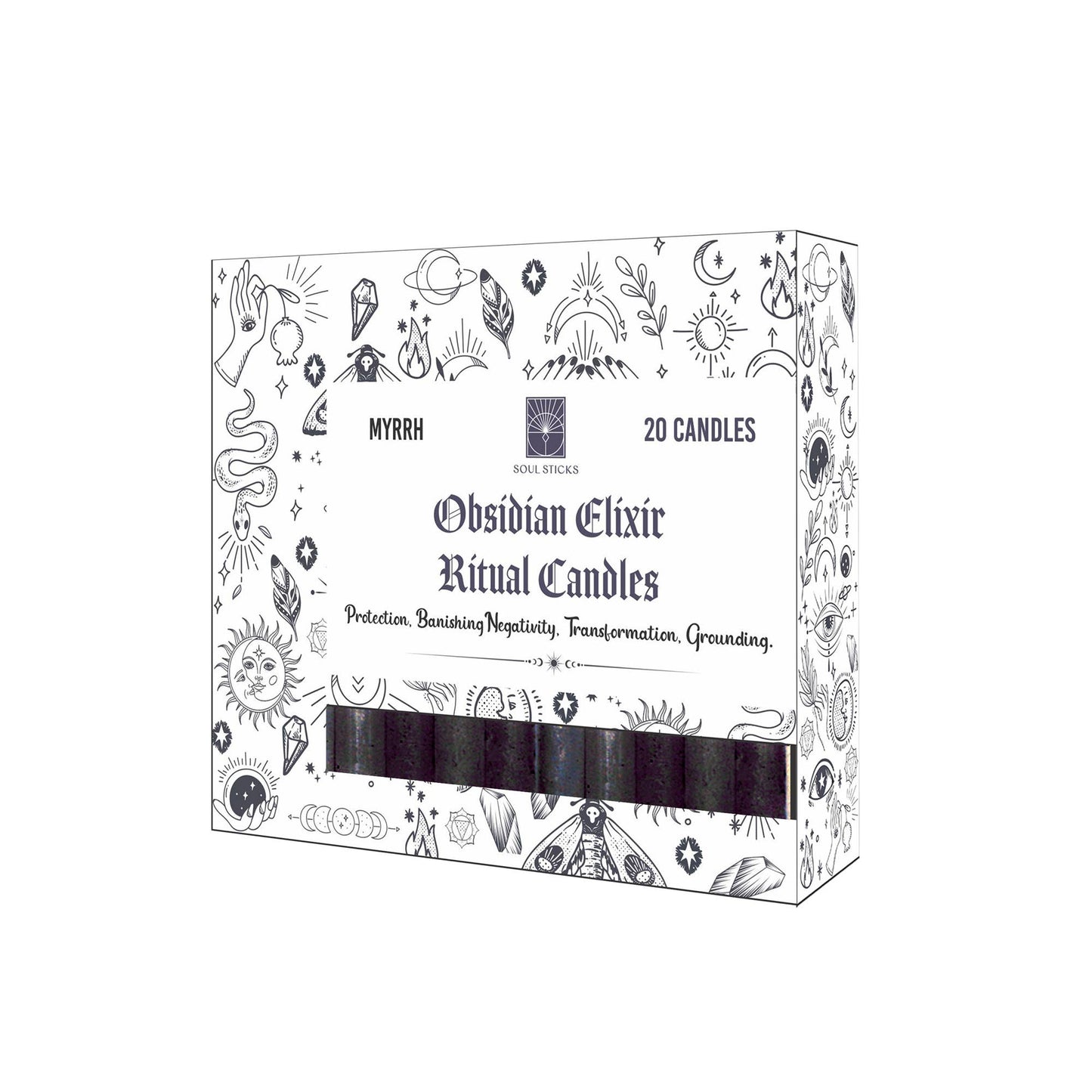 Ritual Candle - Soul Sticks Obsidian Elixir Myrrh Vanilla