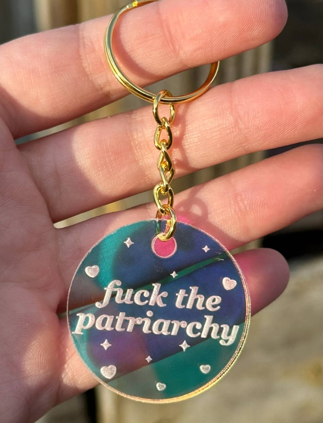 Fuck The Patriarchy Circle Keychain