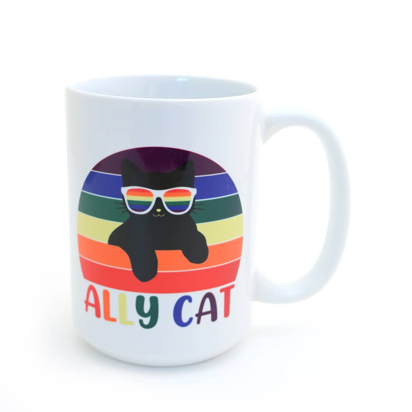 Ally Cat mug, LGBTQ support, 15 oz. Pride