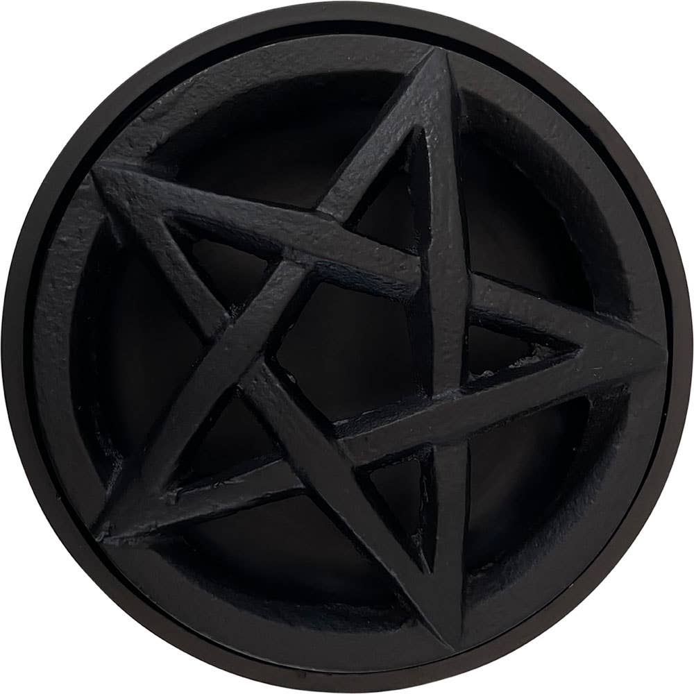 Cast Iron Incense Burner w/ Pentacle Lid (Each)