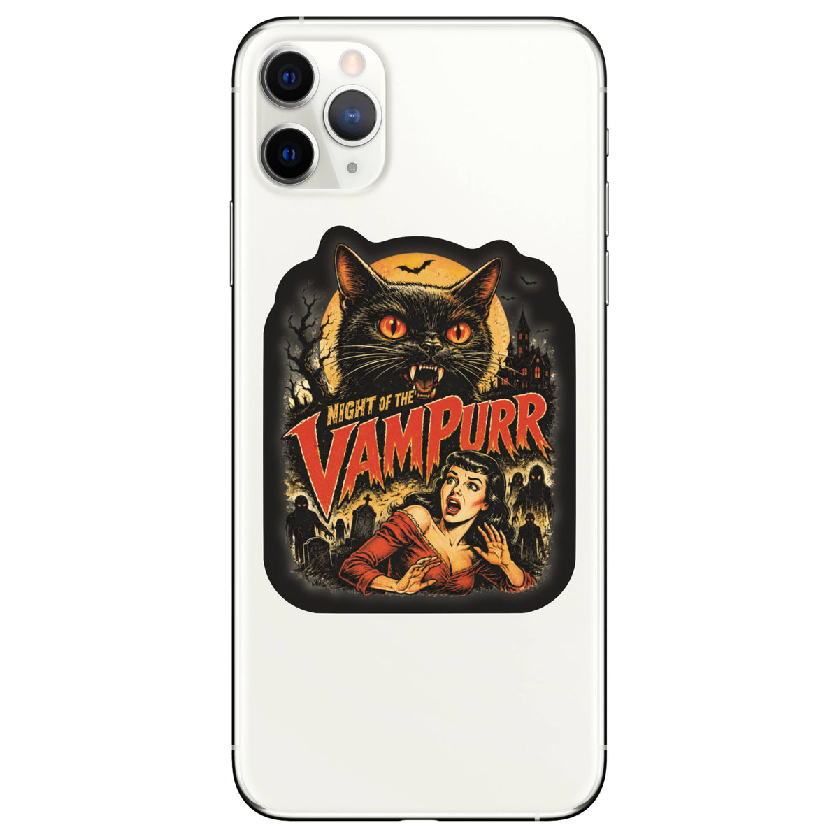 Halloween Humor Vampurr Retro High Quality Vinyl Sticker