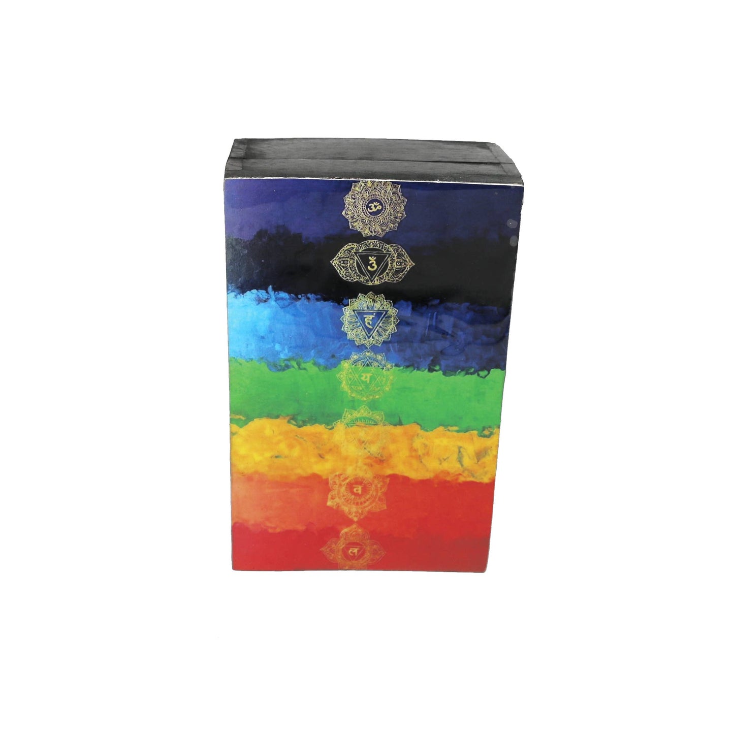 Wooden Storage Box (6 x 4 in.) - 7 Chakras (Black)