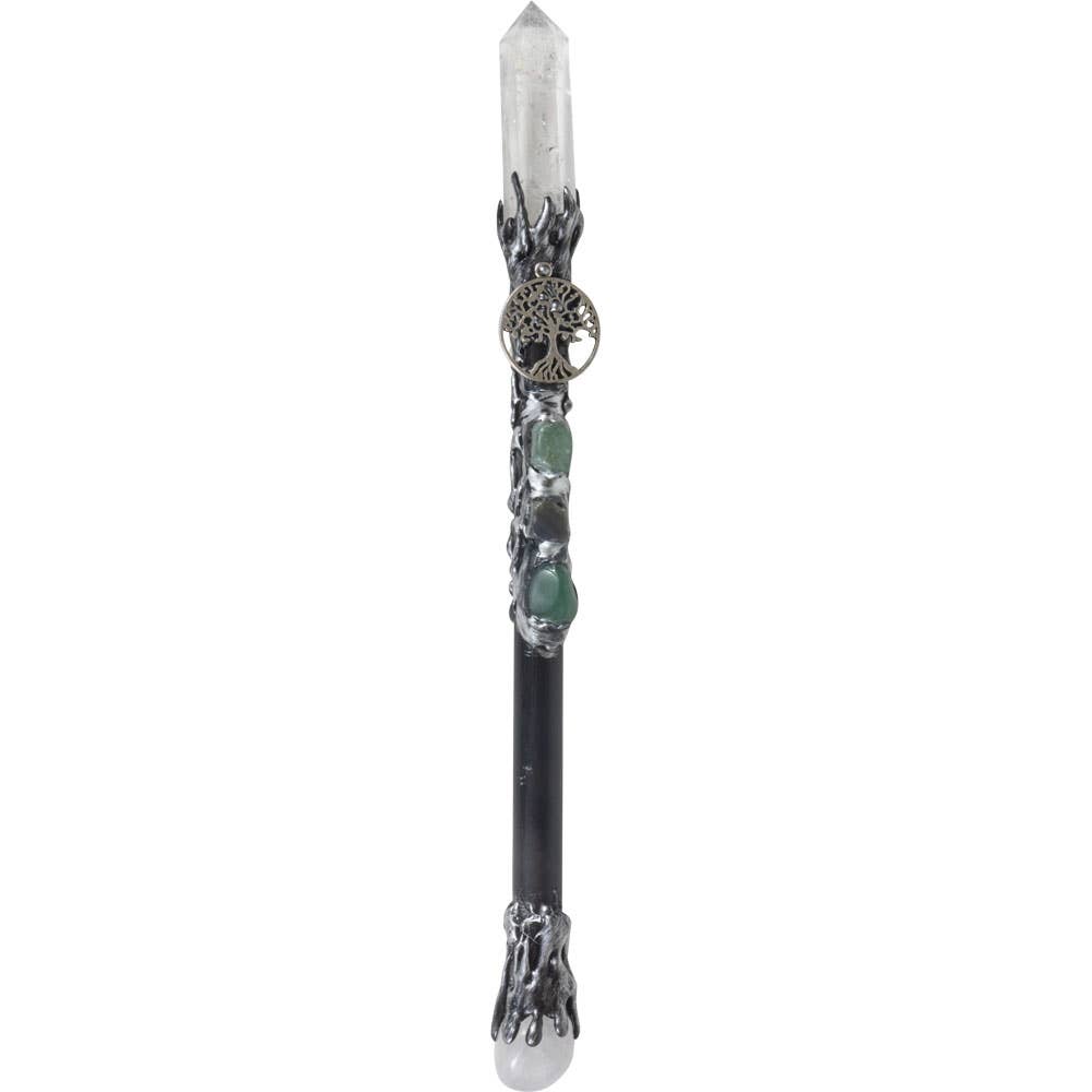 Magick Wand - Clear Quartz Point w/ Silver Tree of Life