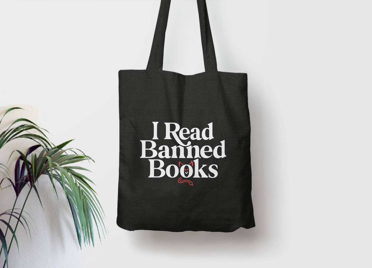 I Read Banned Books Tote Bag, 12oz Black Canvas Totebag