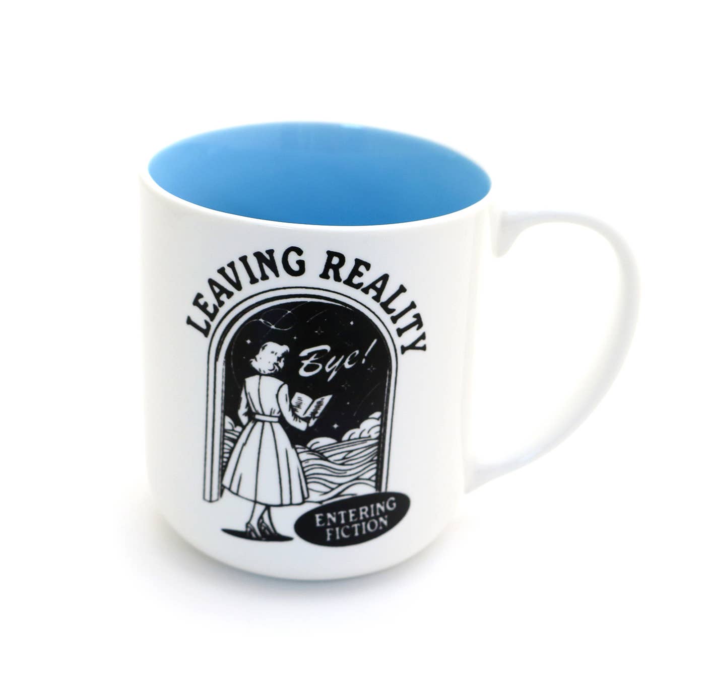 Leaving Reality Entering Fiction Mug, reading book lover mug