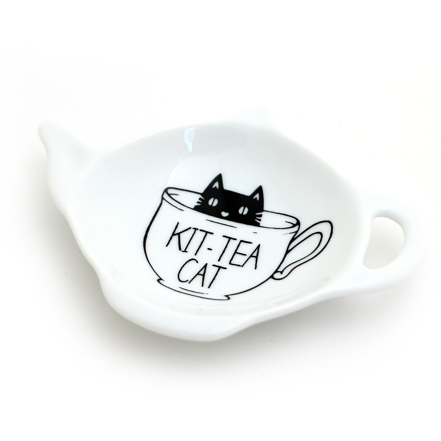 Kit Tea Cat teabag holder, teapot shaped tea bag dish