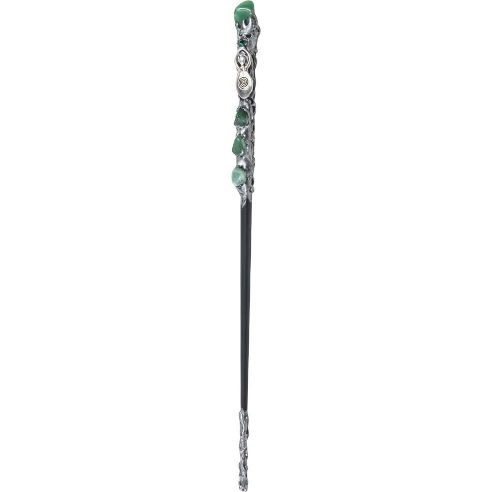 Magick Wand - Silver Spiral Goddess w/ Green Aventurine