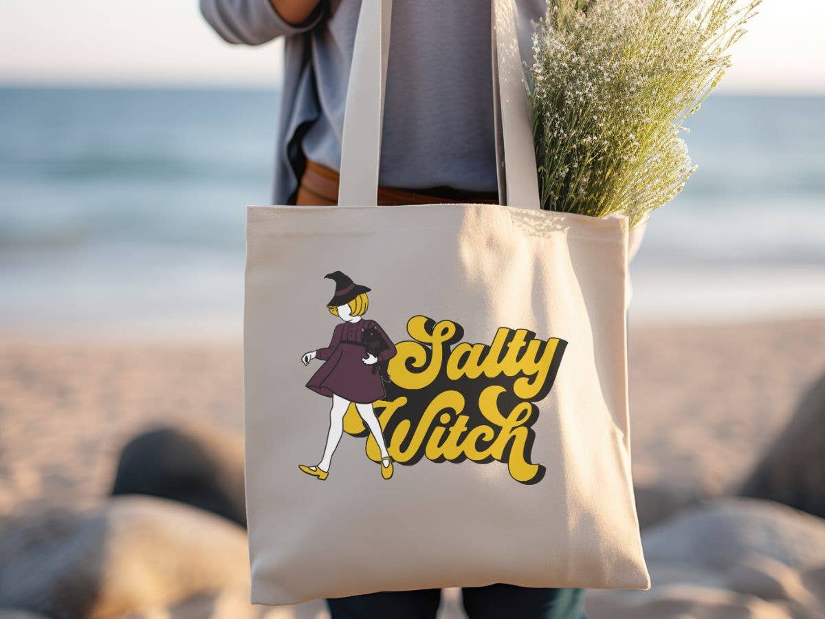 Salty Witch Funny Canvas Tote Bag