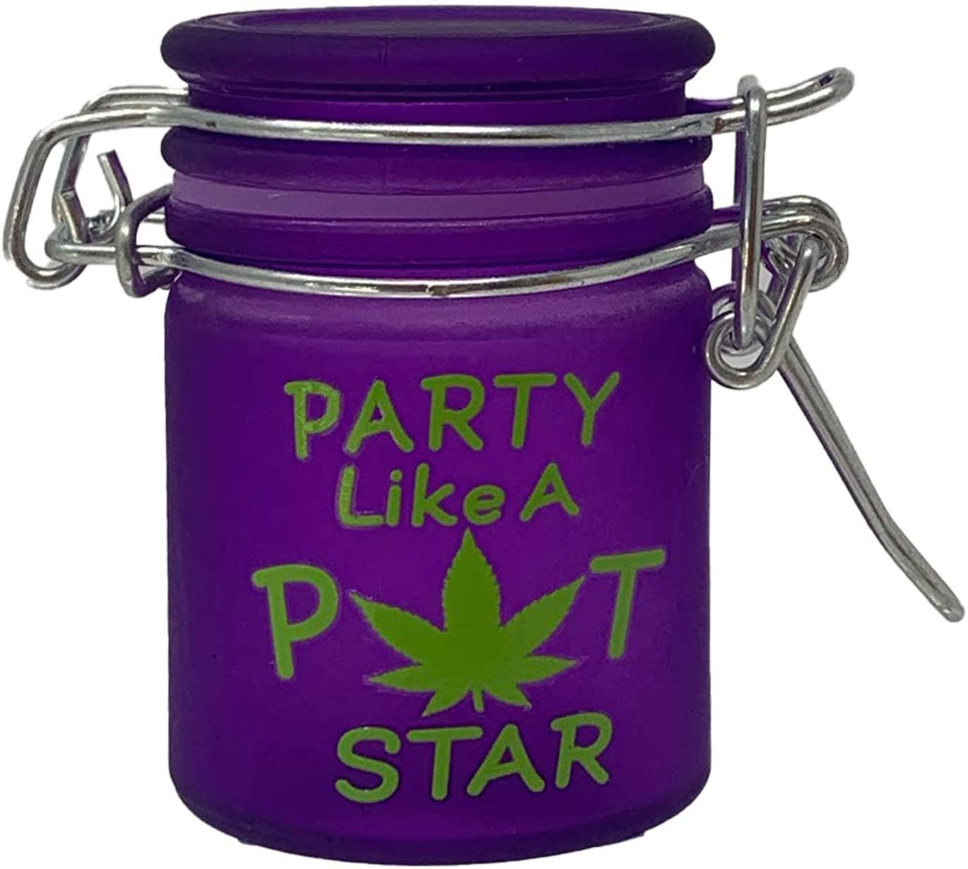 Glass Herb Stash Jar with lid-Party Like A Pot Star-Small