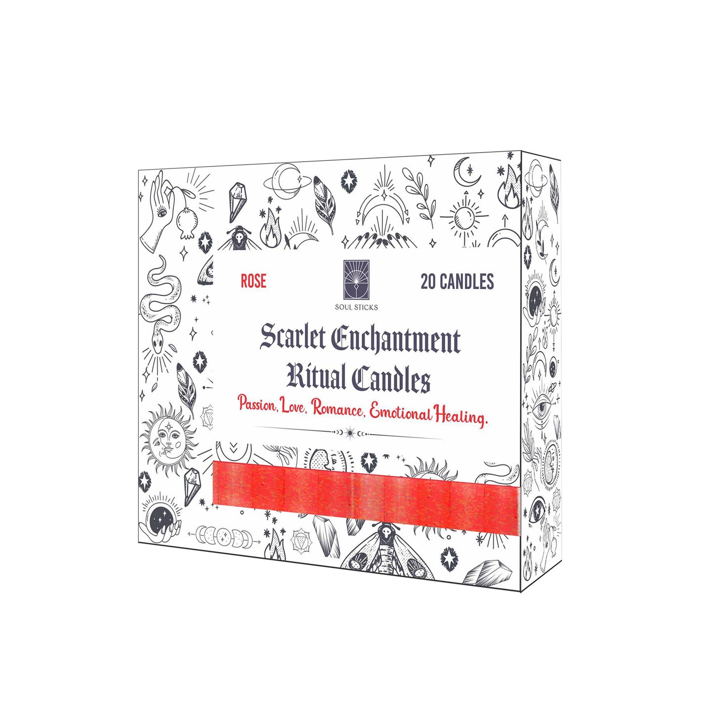 Ritual Candles - Scarlet Enchantment Rose Soul Sticks