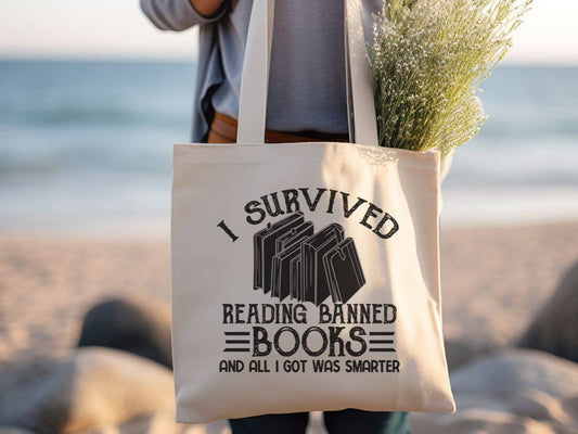 I Survived Reading Banned Books Canvas Tote Bag