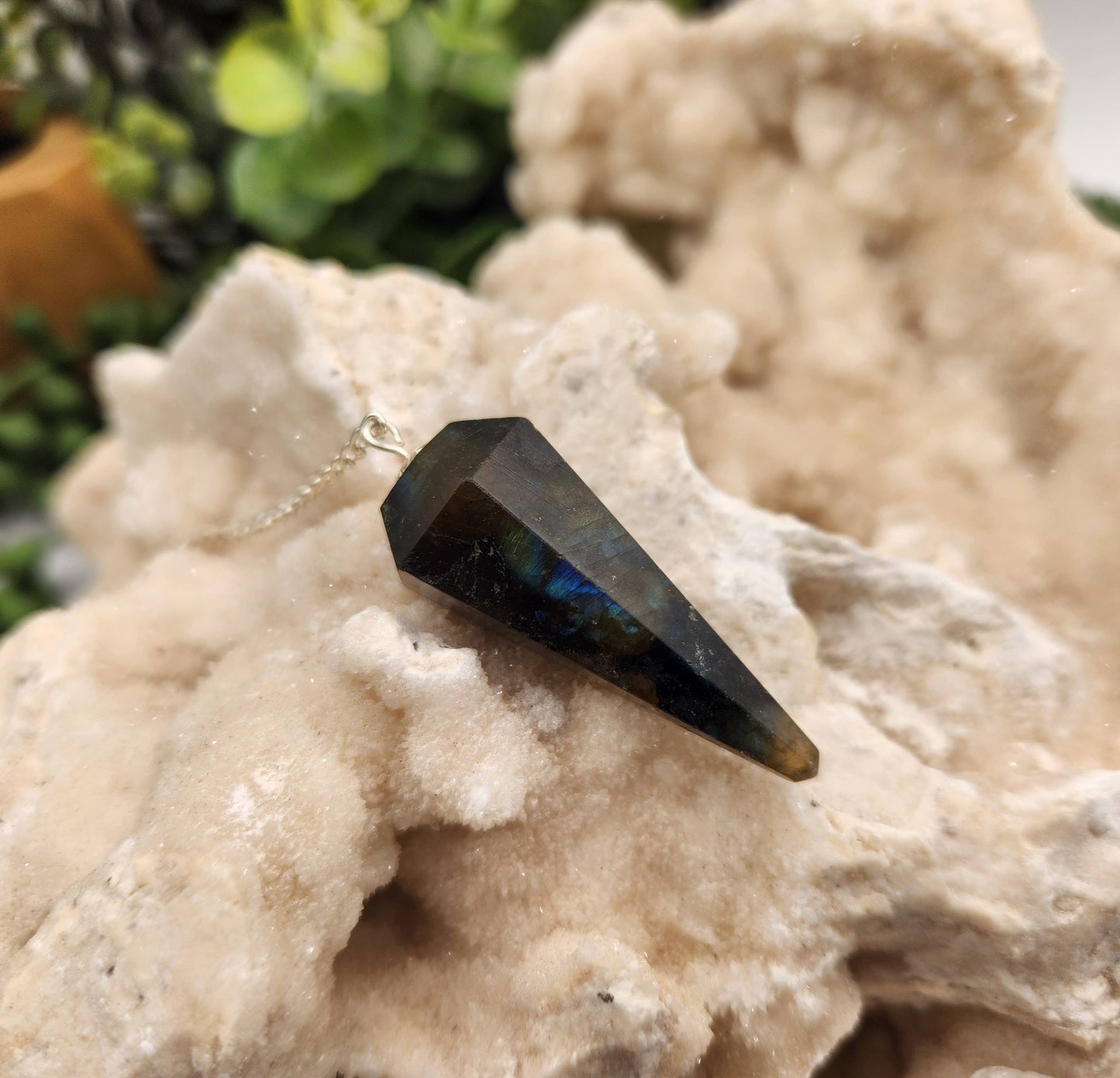 Labradorite Pendulum w/Silver Plated Chain