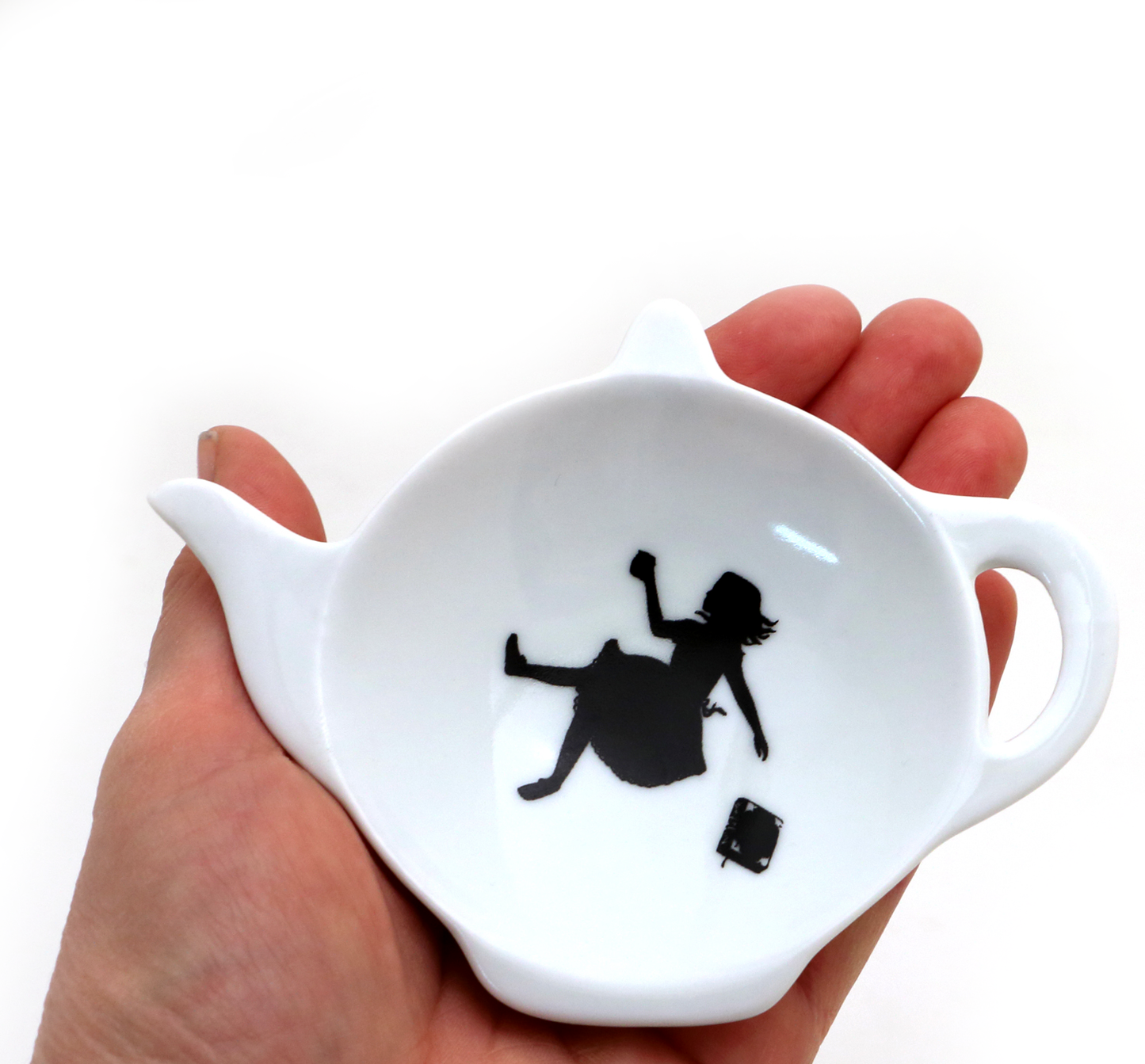 Alice in Wonderland teabag holder, teapot shaped tea bag dis