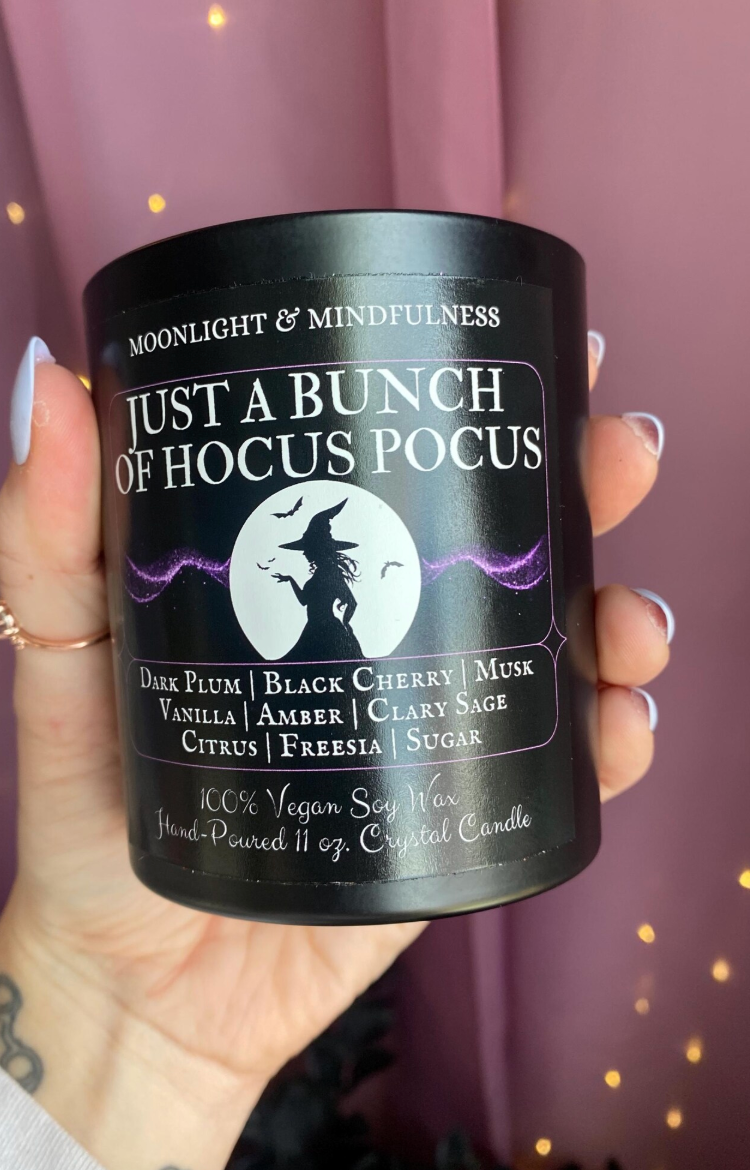 Hocus Pocus 100% Soy Wax Crystal Candle, Witch Hat, Vegan