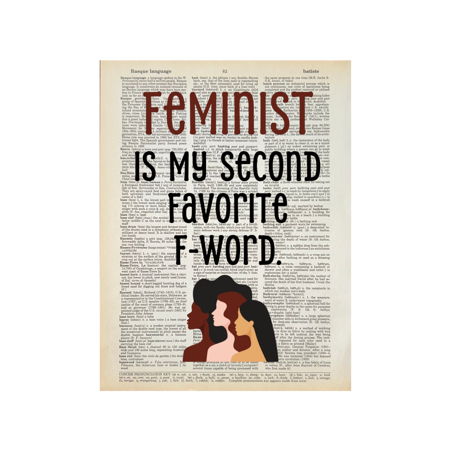 Feminist is my second | Dictionary Print | Vintage Book Art