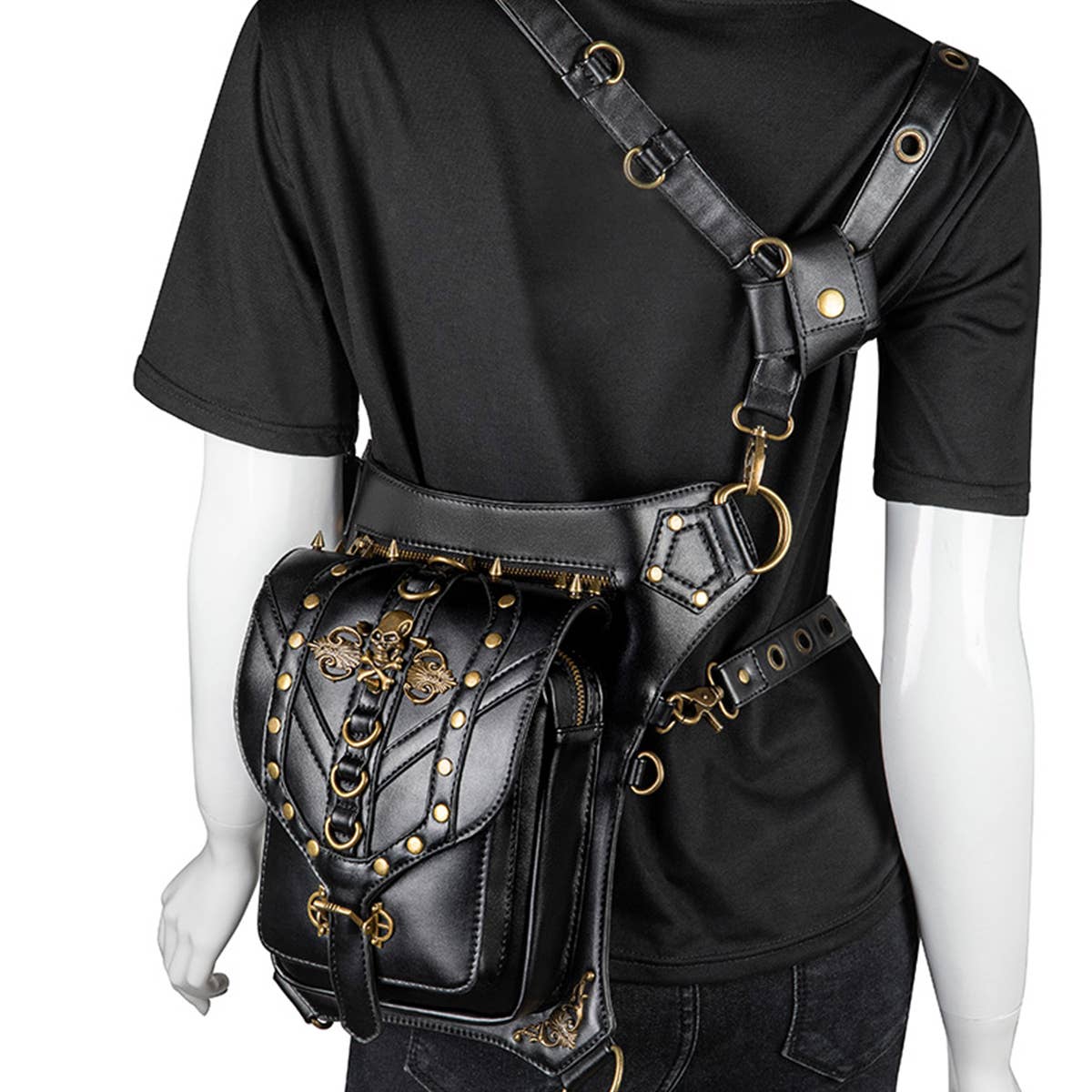 RETRO SKULL GOTHIC STEAMPUNK LEG BAG WALLET_CWAB0646