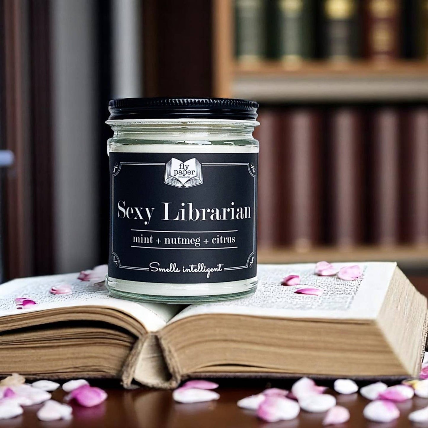 Sexy Librarian 9oz Glass Candle Mint + Nutmeg + Citrus