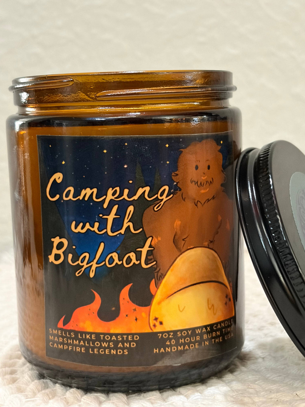 Camping with Sasquatch Bigfoot Themed Scented Candle