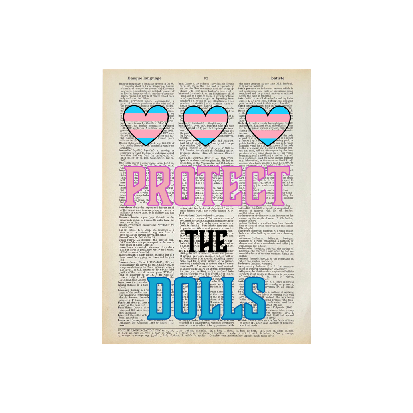 Protect the dolls | Dictionary | Vintage Book Art 