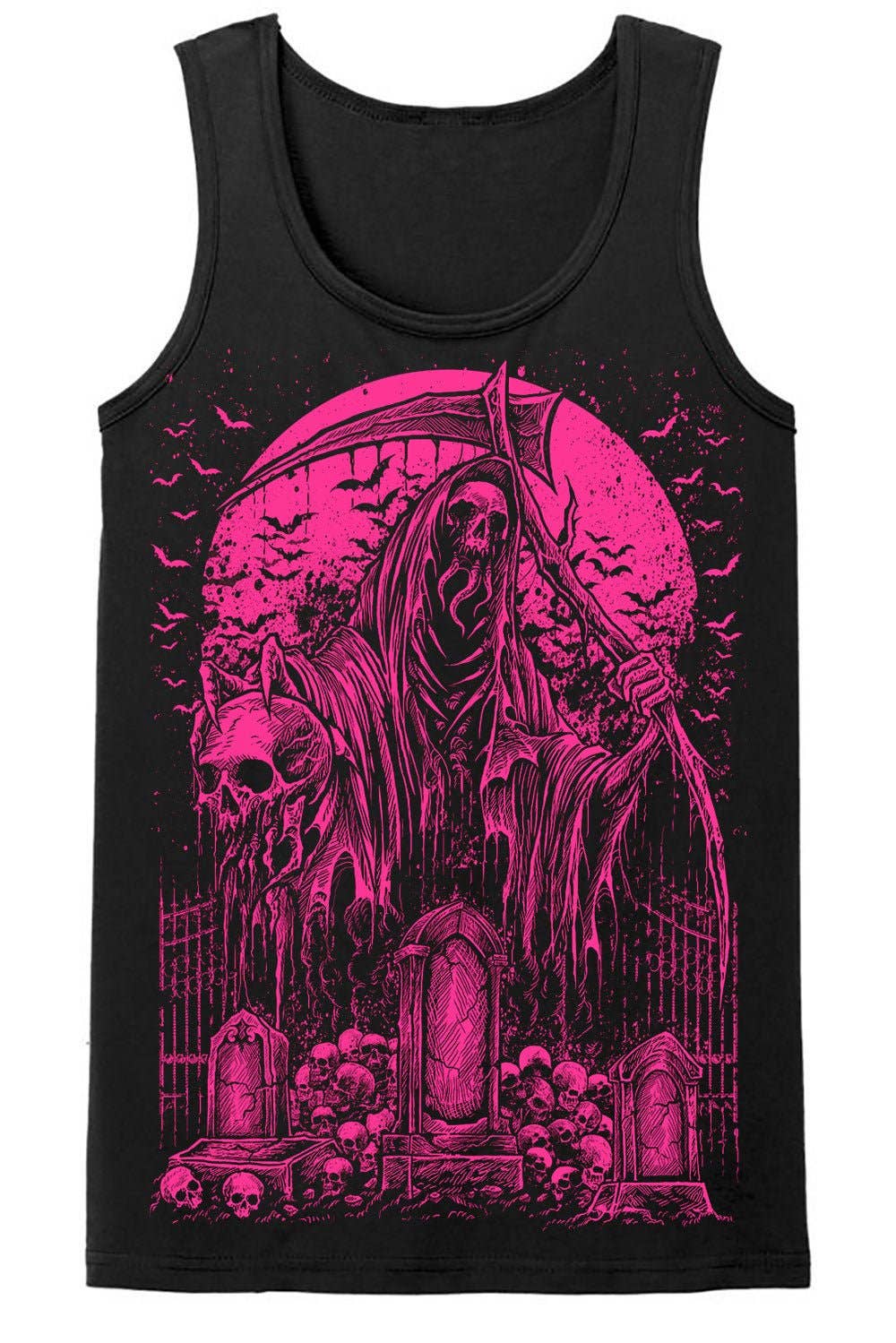 Graveyard Grim Reaper T-shirt [PINK]