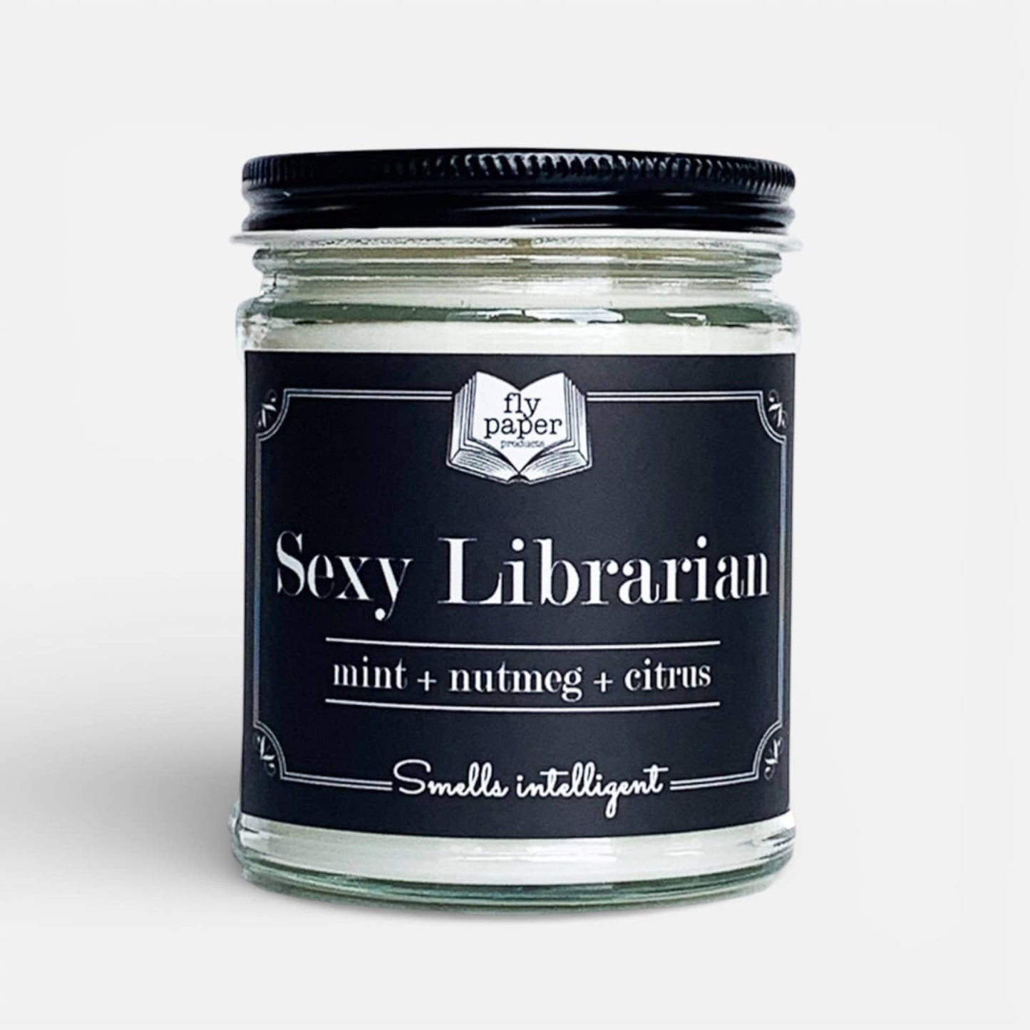 Sexy Librarian 9oz Glass Candle Mint + Nutmeg + Citrus