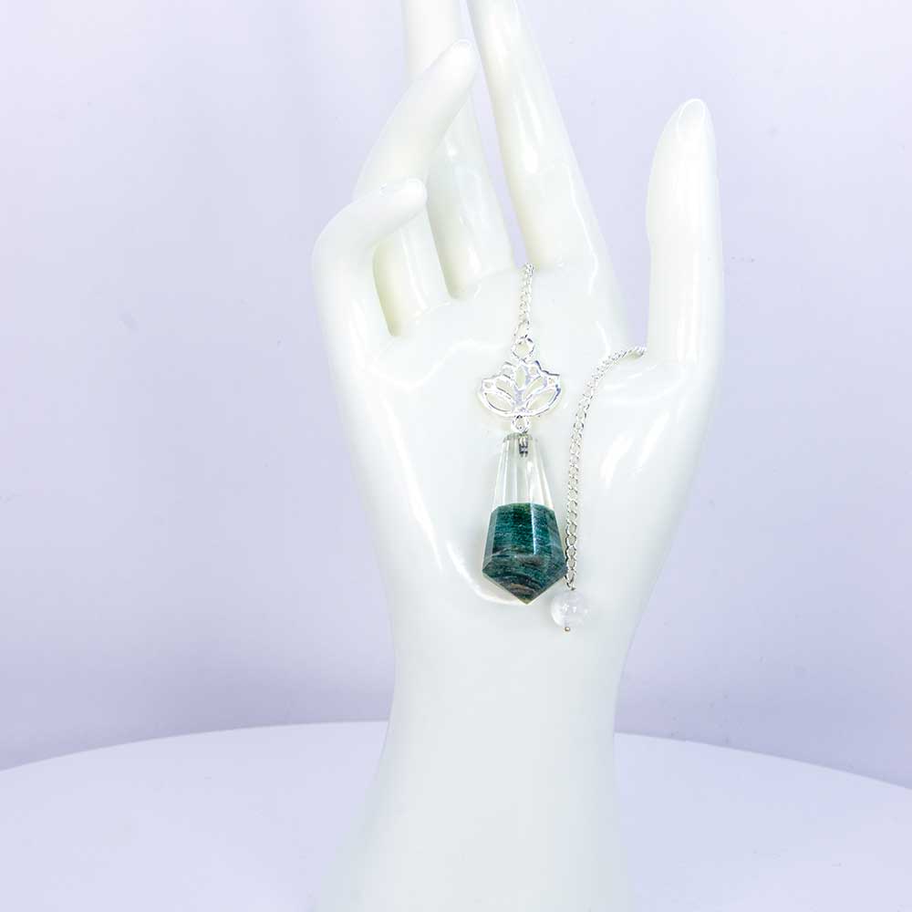 Gemstone Pendulum w/ Lotus Clear Quartz & Green Aventurine