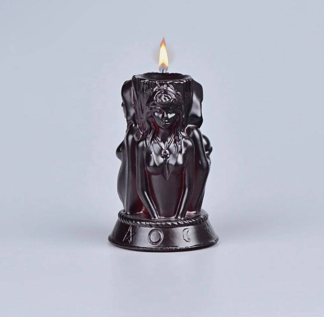 Hekate Candle | Hecate Candle | Maiden, Mother, Crone |  Black (Rosemary)