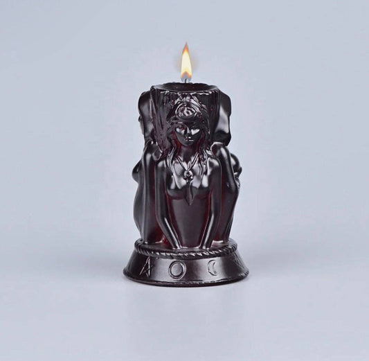 Hekate Candle | Hecate Candle | Maiden, Mother, Crone |  Black (Rosemary)