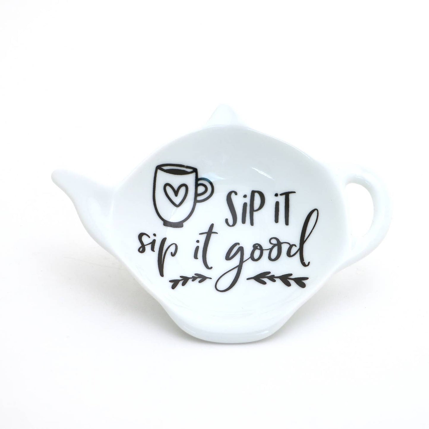 Sip it Good teabag holder, teapot shaped tea bag dish, 80's