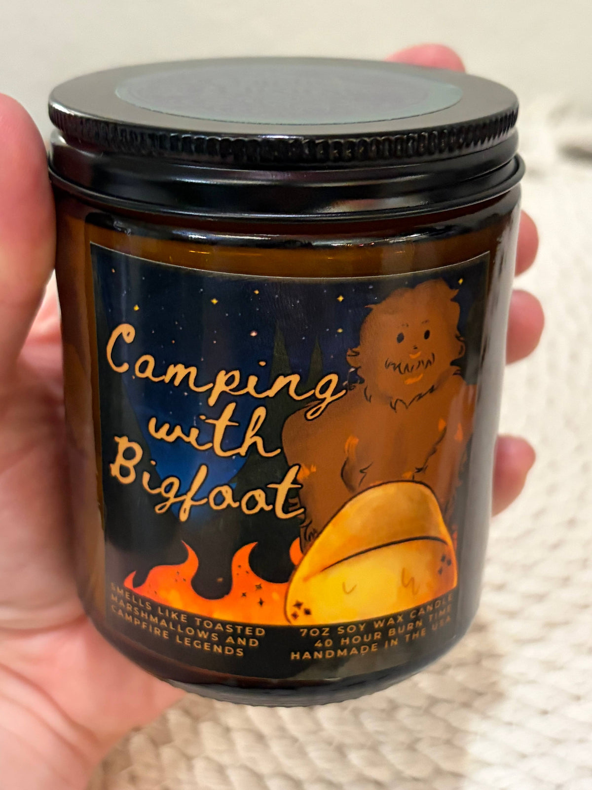 Camping with Sasquatch Bigfoot Themed Scented Candle