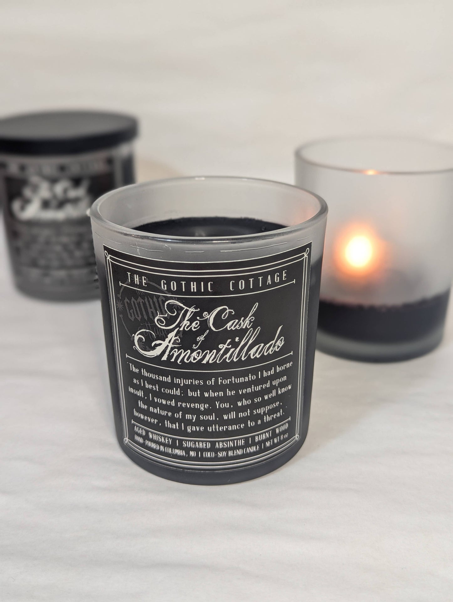 Whiskey & Wood—8oz black candle | The Cask of Amontillado