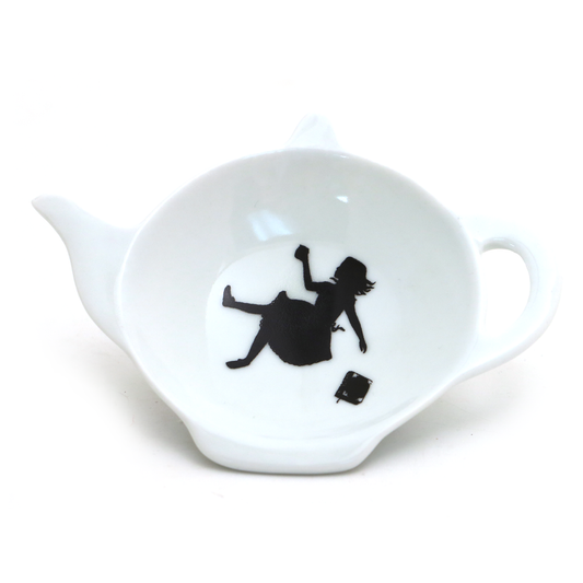 Alice in Wonderland teabag holder, teapot shaped tea bag dis