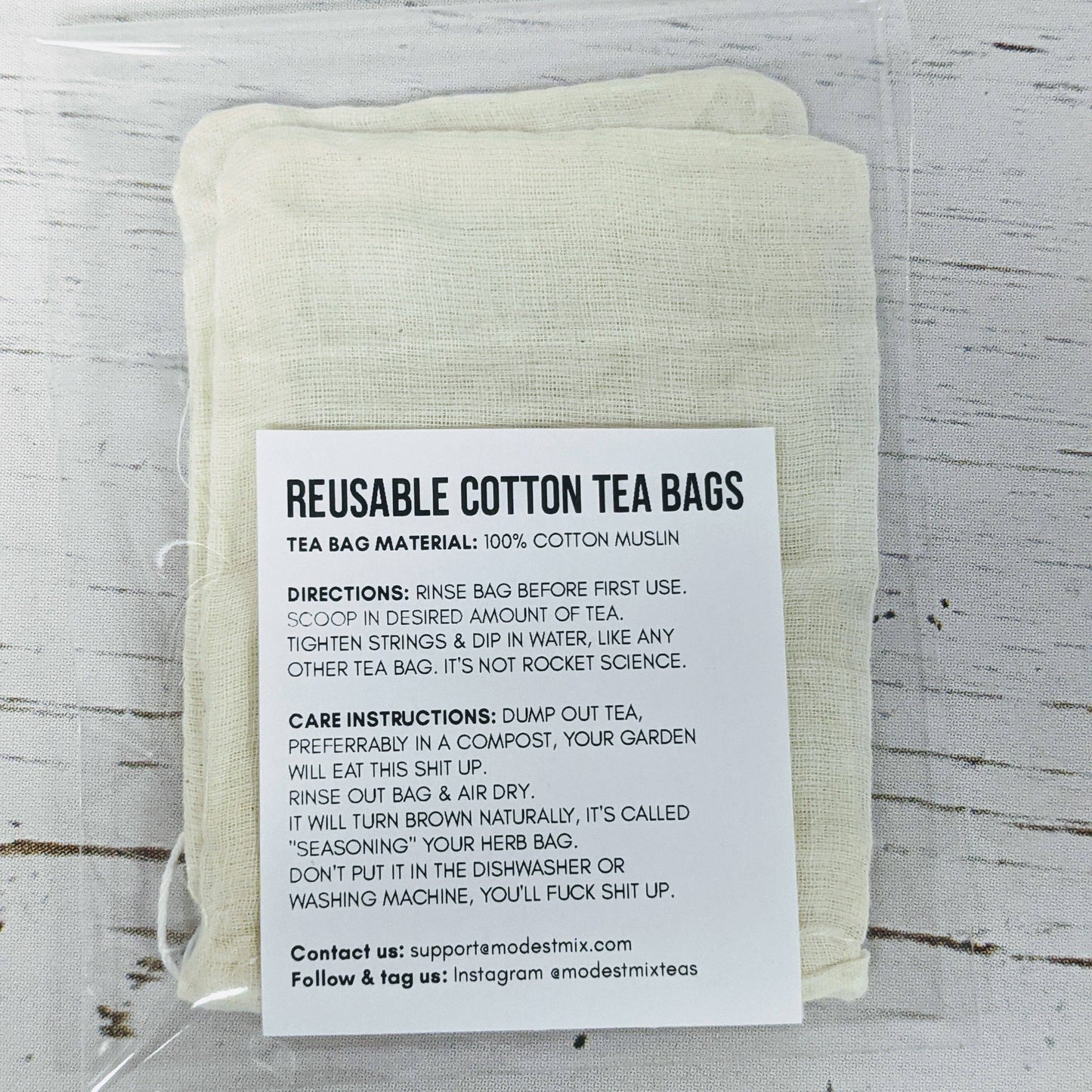 I Heart Tea Bagging - 2 cotton tea bags per pack