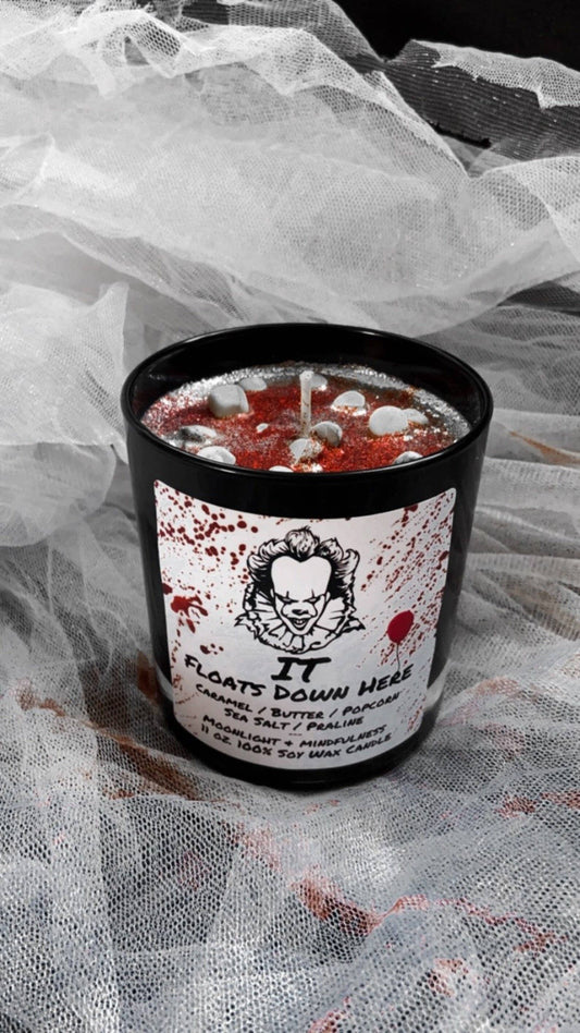IT Floats Down Here 100% Soy Wax Crystal Candle, Horror