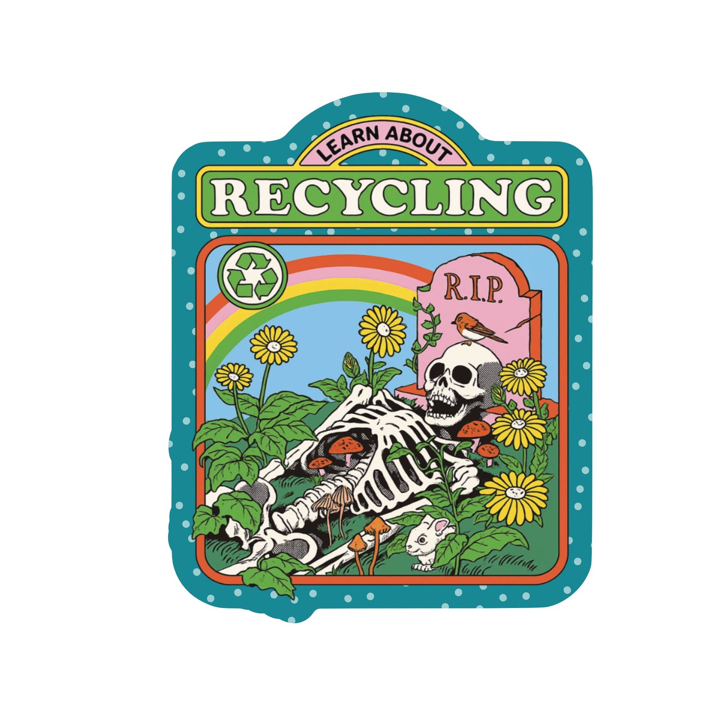 Funny Skeleton Recycling Humor High Quality Vinyl Sticker