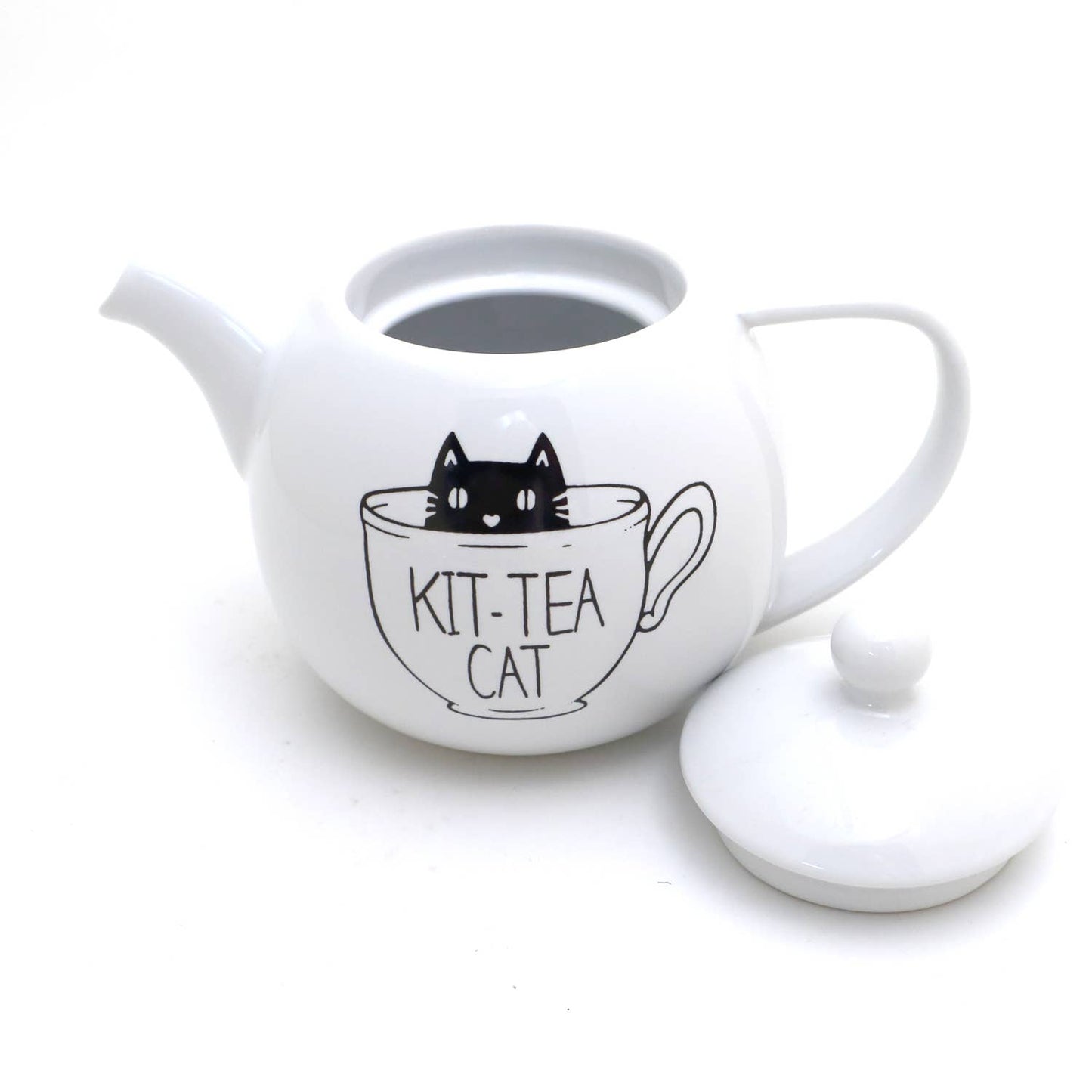 Kit-Tea-Cat Teapot, small ceramic cat teapot for cat lover