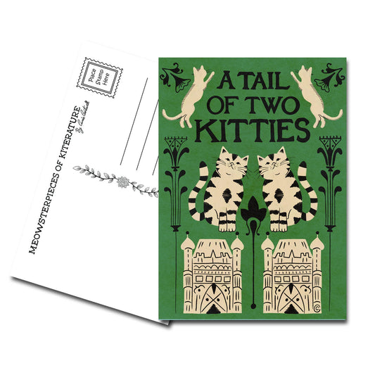 Postcard- A Tail of Two Kitties Artist Illustration Cat Pun