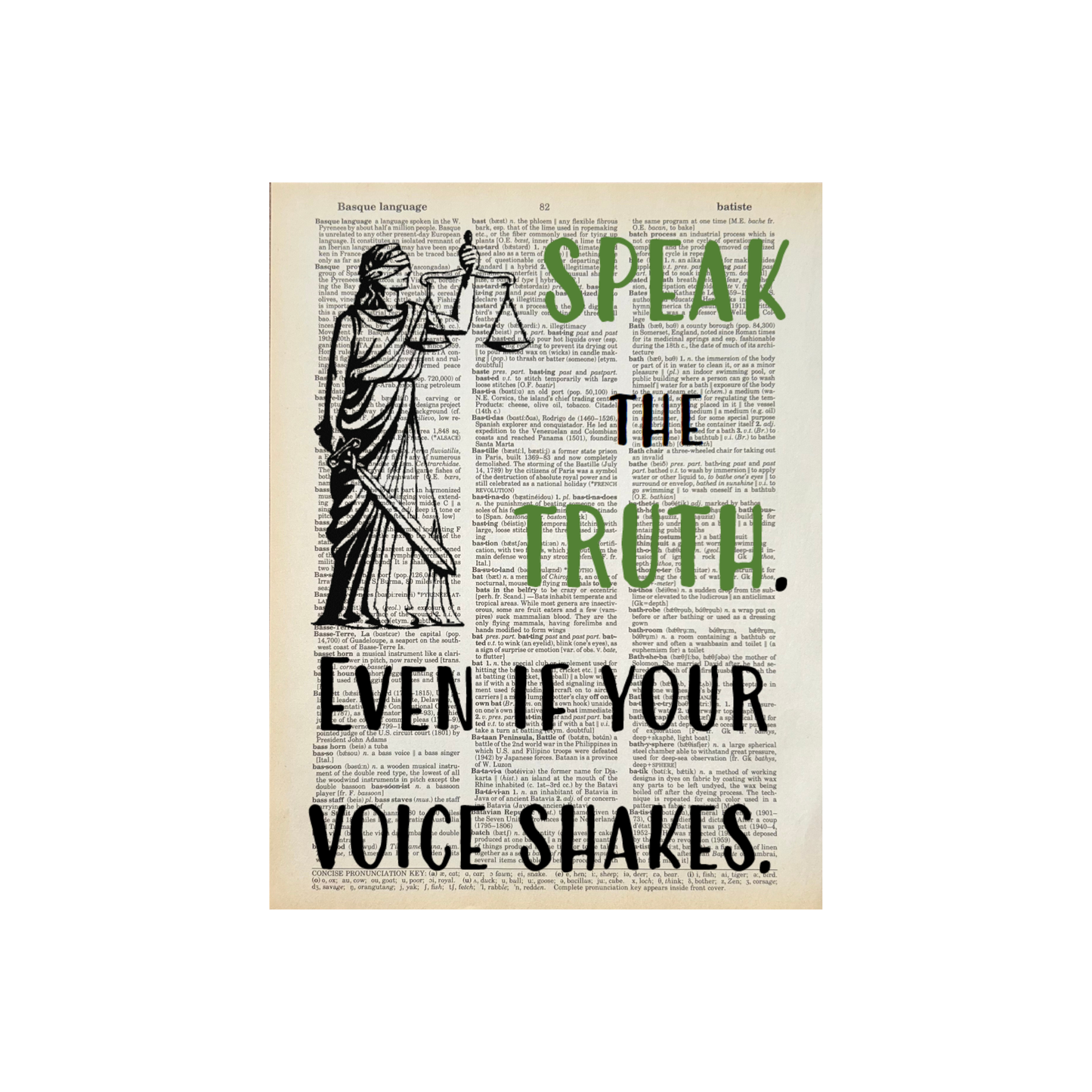 Speak the truth | Dictionary Print | Vintage Book Art
