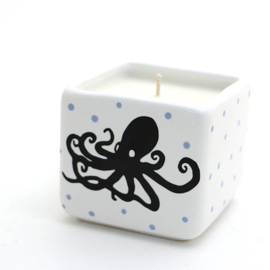 Hand poured 8 oz. soy unscented candle, Octopus, Beach gifts