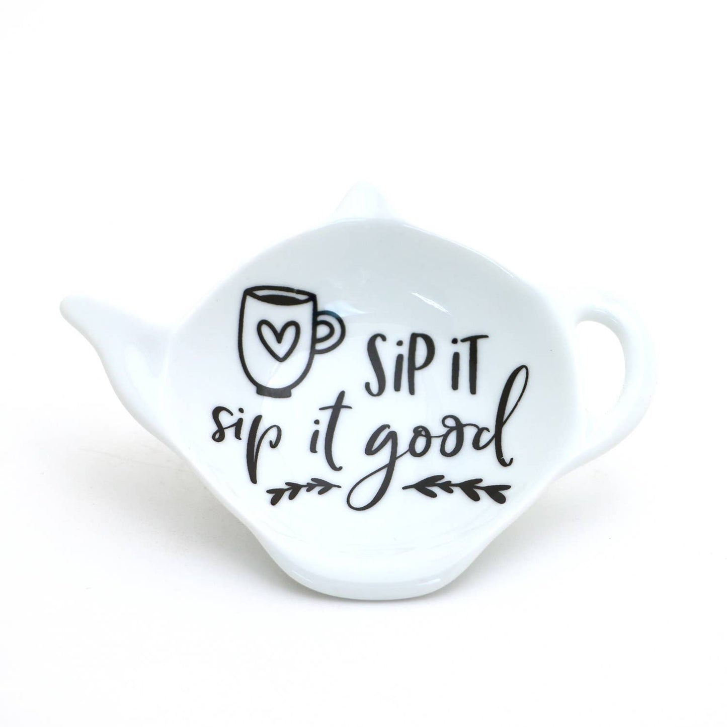 Sip it Good teabag holder, teapot shaped tea bag dish, 80's