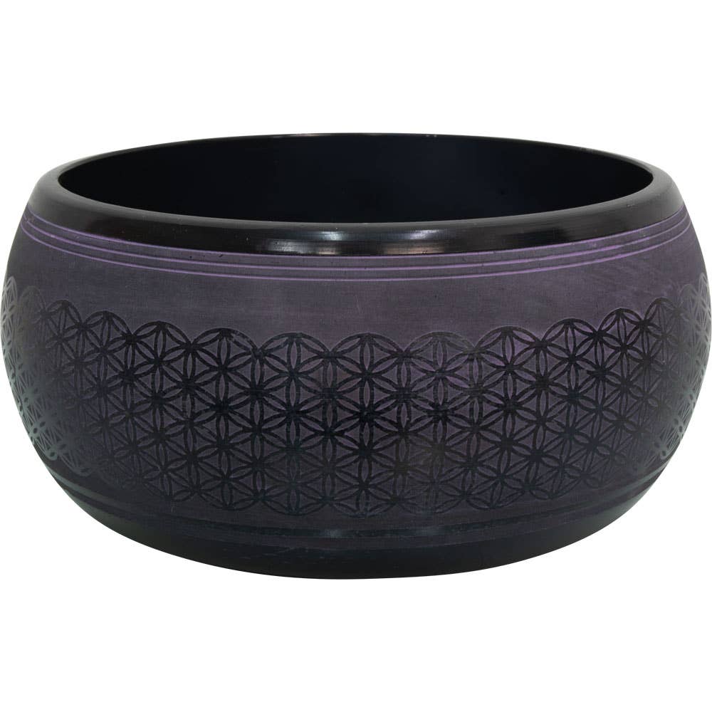 Singing Bowl Round Sided 6in Flower of Life Purple (Each)