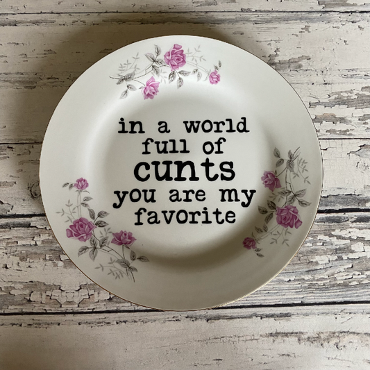 Upcycled Funny Plates, Favorite Cunt, Sarcastic, Gift Shop