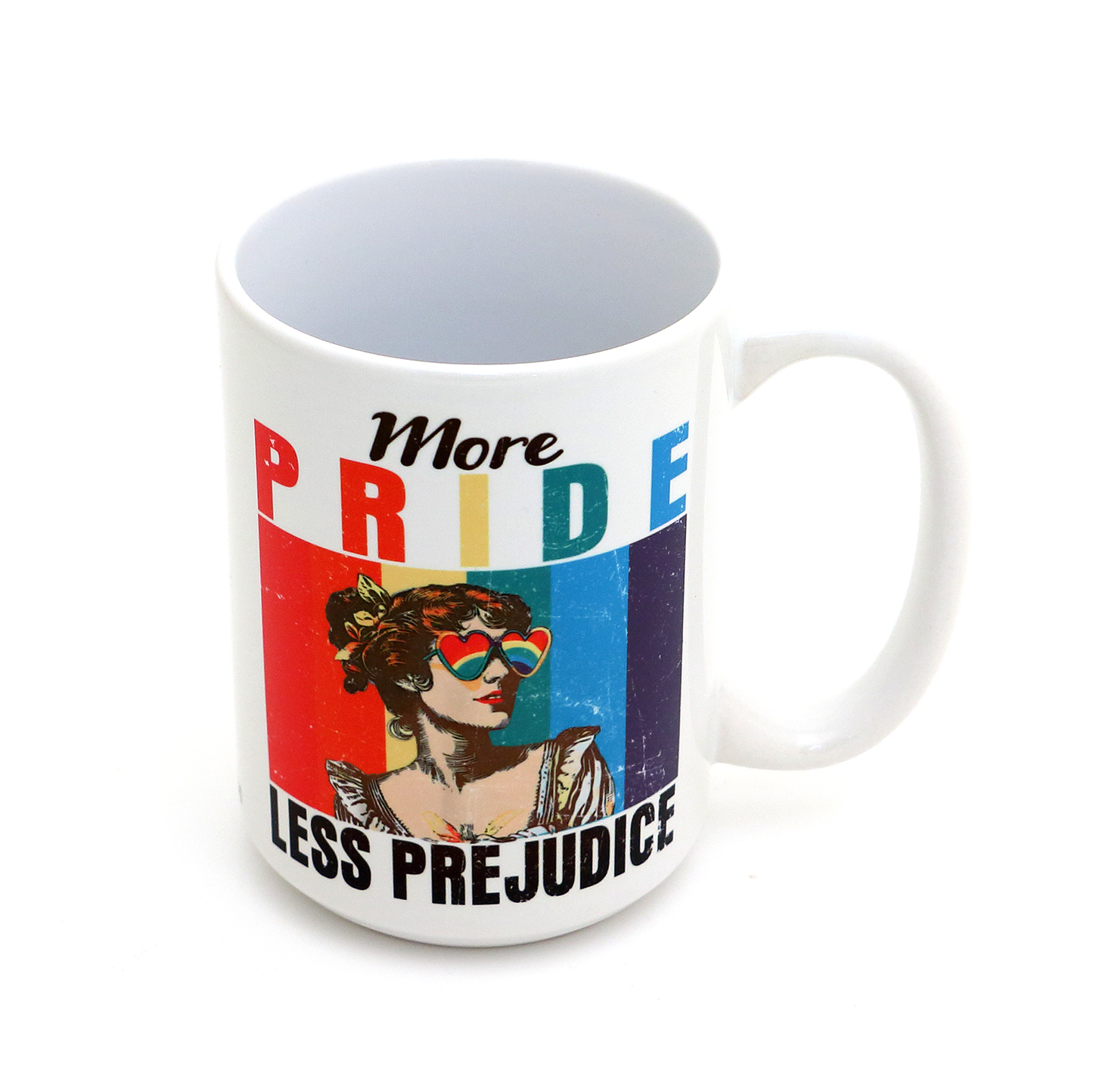 More Pride Less Prejudice Mug, LGBTQ support, 15 oz.