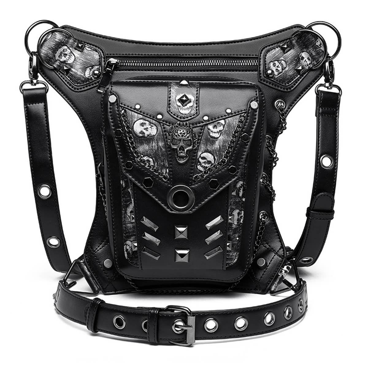 RETRO SKULL STEAMPUNK LEG BAG WALLET_CWAB0647