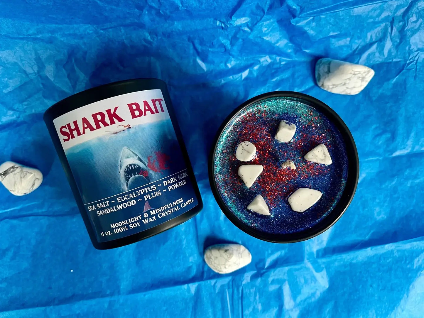 Shark Bait (Jaws) 100% Soy Wax Crystal Candle, Summer Scent