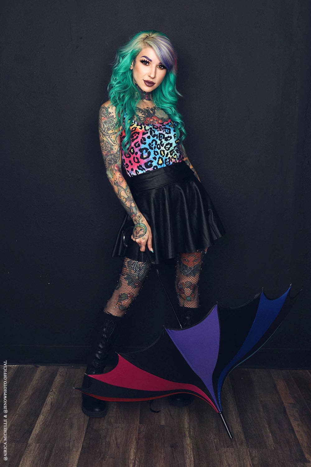 Batwing Pagoda Umbrella [Goth Rainbow]
