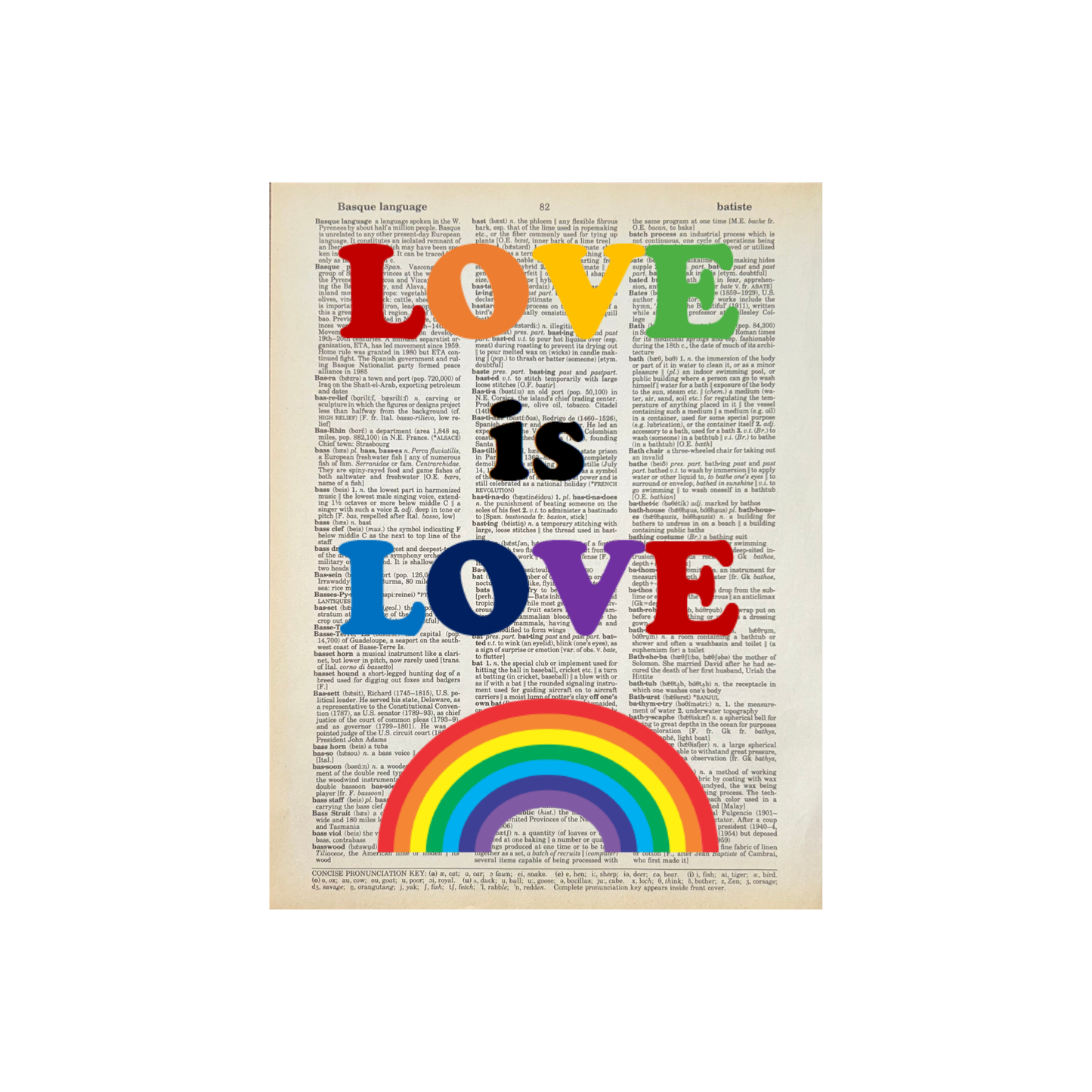 Love is Love | Dictionary Print | Vintage Book Art