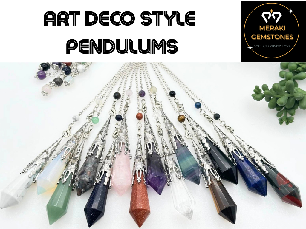 Red Jasper Gemstone Art Deco Silver Color Pendulum